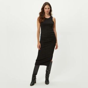 Michael Stars Wren Black Ribbed Midi Dress Size L